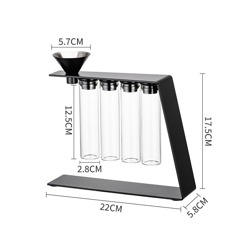Black-Magnetic lid coffee bean display rack (4 bottles)