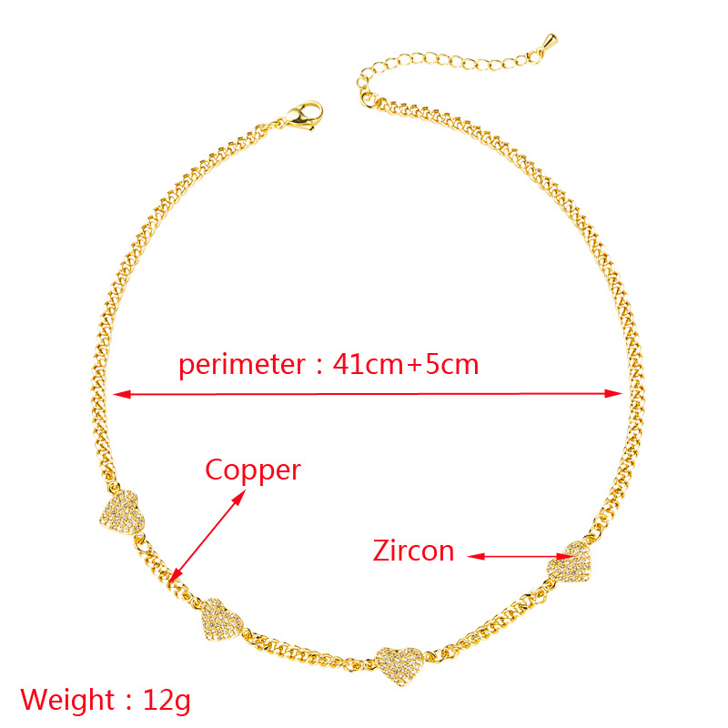 Wholesale Bijoux Collier En Forme De Coeur Zircon Plaqué Or Cuivre Nihaojewelry display picture 1