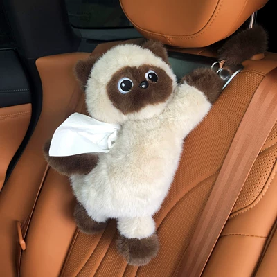 Car Tissue Box Creative Cute Plush Toy Car Interior Decoration Tissue Box Car Siamese Cat Car Tissue Box (Car tissue box/set) - siamese-cat-tissue-box