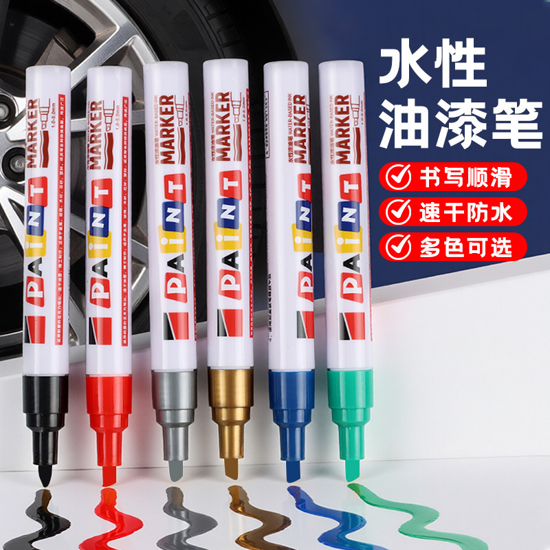 Lotto 136 Quick-Drying Water-Based Paint Pen for Construction Site Wood Screw Marking, Non-Fading Metal Dual-Tip Touch-Up Pen