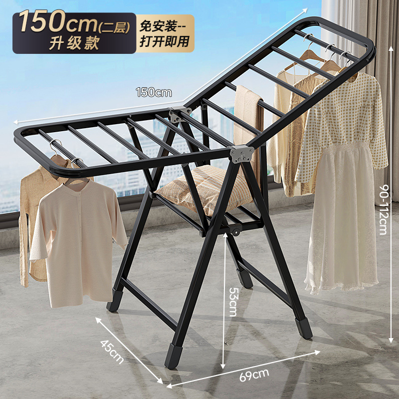 Hoja de piso percha de secado de ropa para dormitorio balcón percha de secado de ropa para bebés interior plegable telescópico percha de ropa