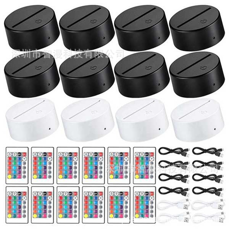 Transfronterizo nuevo exótico 3D luz de la noche titular USB Toque control Remoto colorido luz de la noche lámpara de mesa de acrílico combinación base