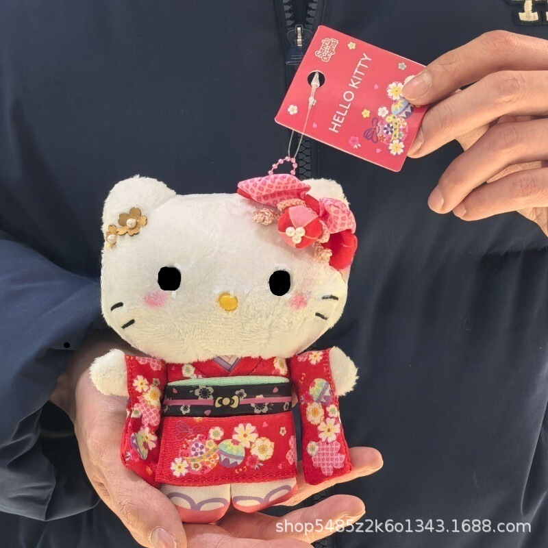 黑色草帽kitty帽宝宝挂件爱心扣公仔玩偶可爱赫本风挂饰钥匙扣|undefined