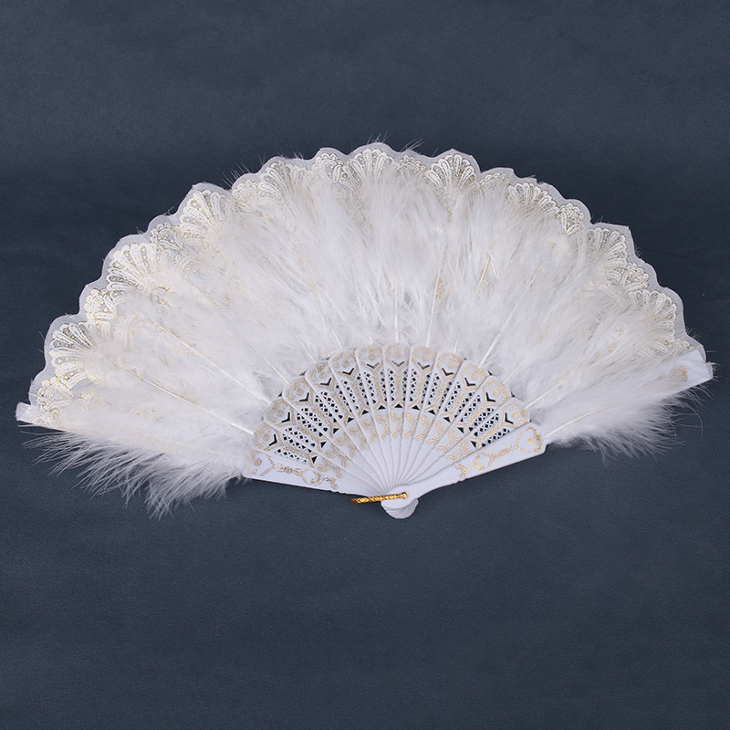 흰색 레이스 깃털 부채(핫 스타일)