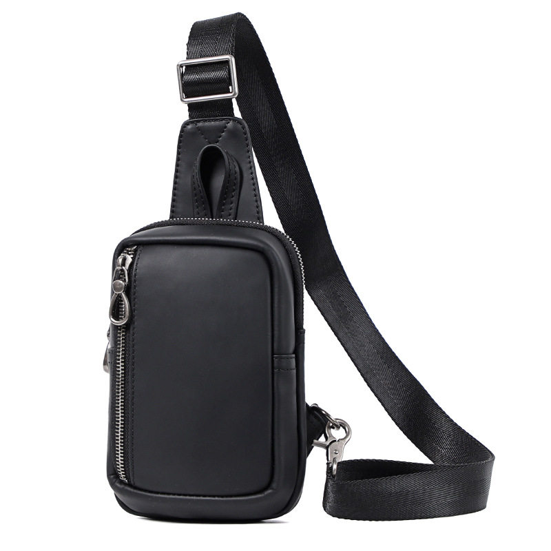 Túi đeo chéo nam mini da bò lớp đầu 13x5x19 cm — Màu đen