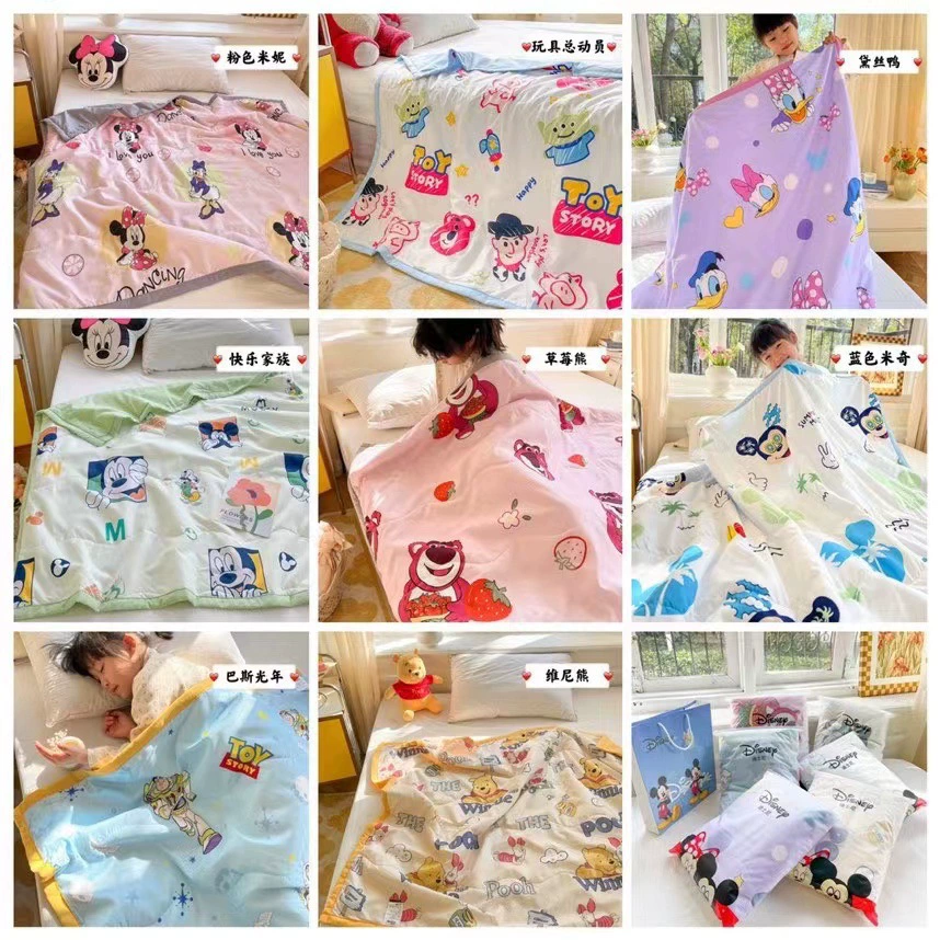 Летнее одеяло Disney класса А из моющегося хлопка с охлаждающим волокном, тонкое летнее одеяло для кондиционирования воздуха, детское летнее охлаждающее одеяло с мультяшным рисунком