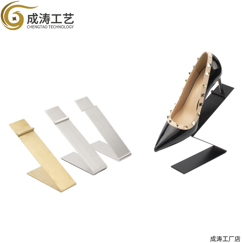 Factory Direct supply stainless steel shoes display stand men's and women's shoe holder shelf clothing store high heel shoe support shoe rack display