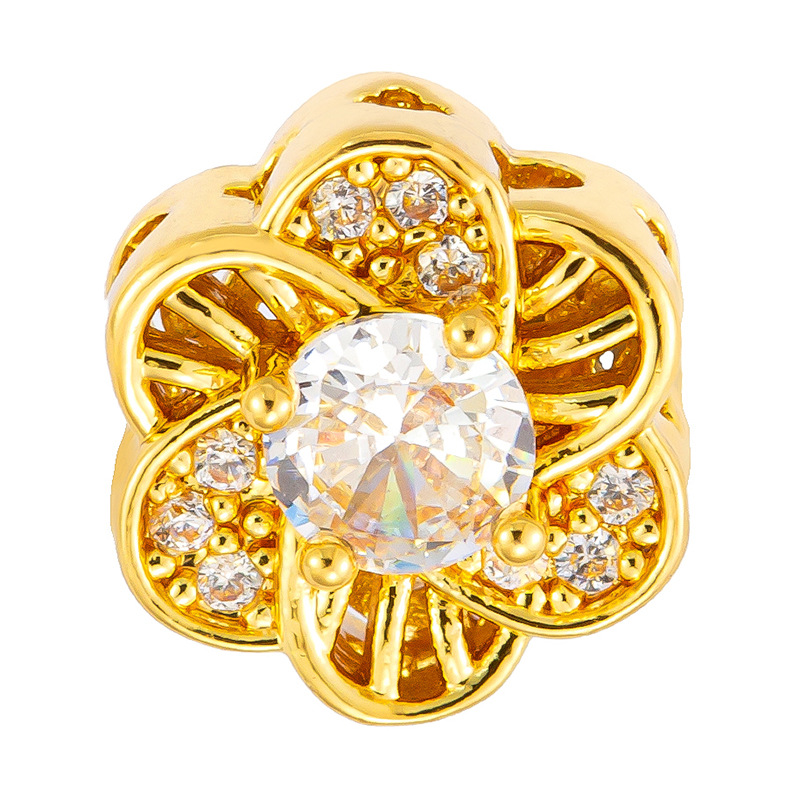 Antiguo método oro goteando aceite azul quemado colgante cuentas Dios de la riqueza atrapador de sueños flor cuentas de tambor accesorios de bricolaje joyería de transferencia