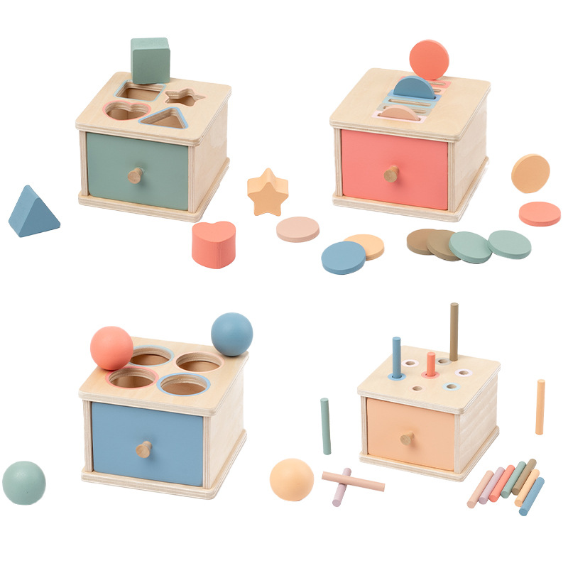 Montessori Educación temprana Formas geométricas Cognición de color Coincidencia de material didáctico Caja de clasificación rodante de monedas para niños pequeños Juguetes educativos