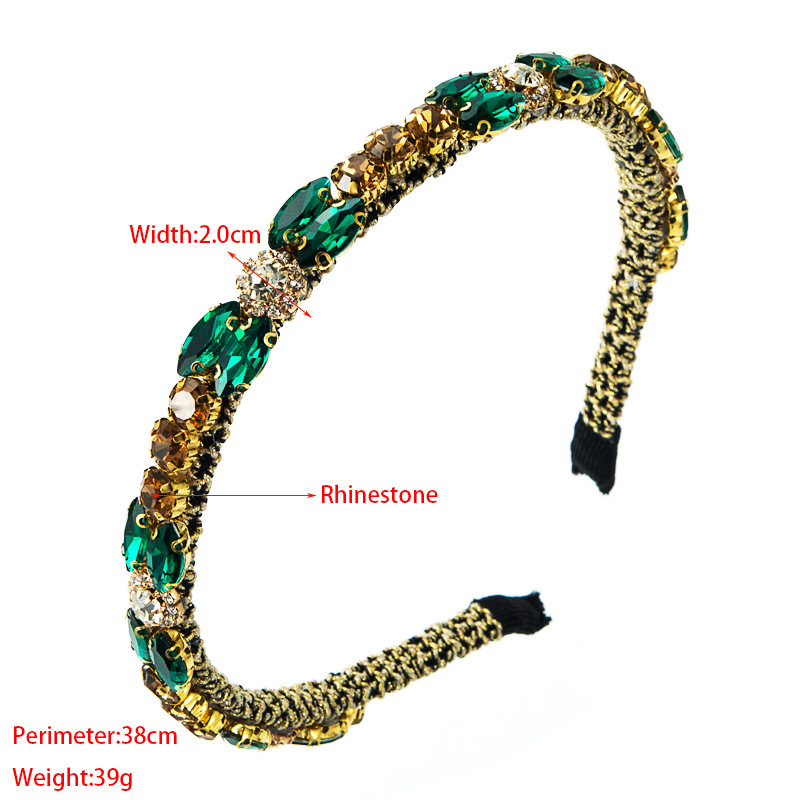 New Geometric Glass Diamond Full-drilled Headband Personality Thin-side Hair Band Headband Accessories display picture 1