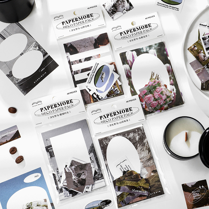 PaperMore素材包 浮生野马系列 创意ins风手帐装饰便签包 40张入