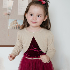 Gold and silver thread one button girls knitted cardigan coat princess children's shawl sun protection air conditioning cardigan summer thin section