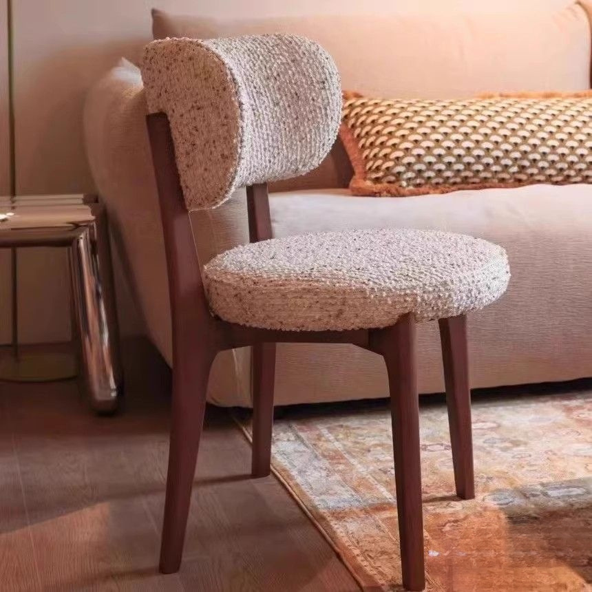 Ash Wood Retro Cream Style Nordic Light Luxury Dining Chair Home Chair Simple Restaurant Modern Living Room Manicure Stool