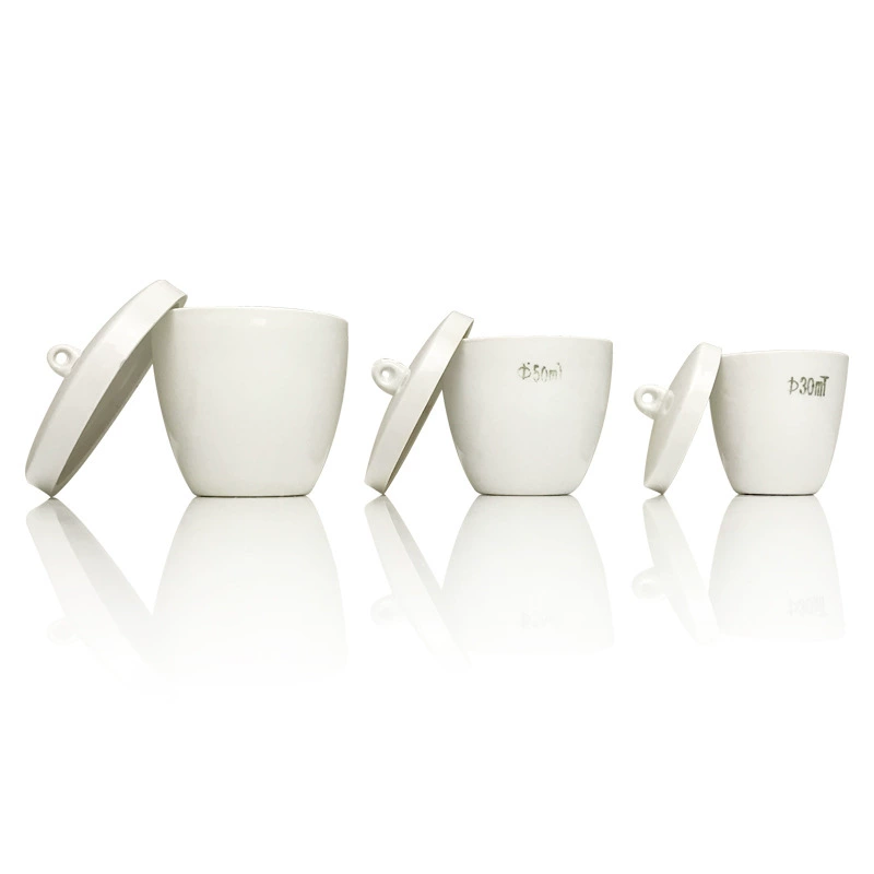 Керамический тигель с крышкой Высокотемпературная Трубчатая Печь Зольная плита Средний горшок Анализ летучей золы Фарфоровый тигель Лабораторные расходные материалы