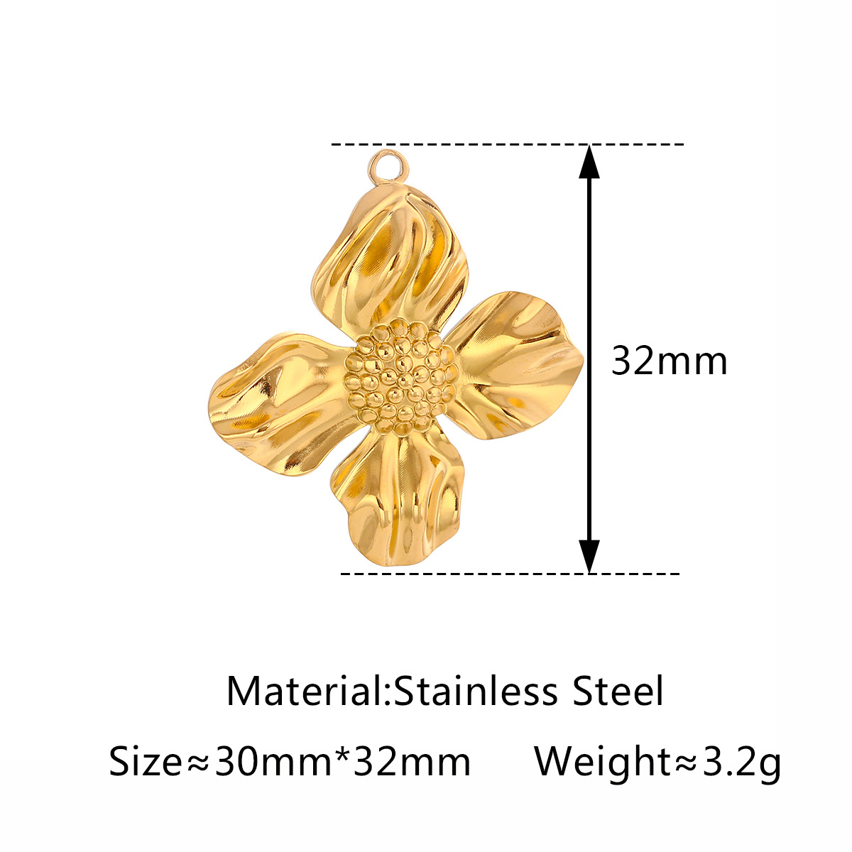 15g Weight Pendant Jewelry Making Type 30*32mm Jewelry Making Size DIY Jewelry Accessories Classification 3 PCS/Package Quantity 304 Stainless Steel Material Flower Pattern Plating Design Retro Style 3 PCS/Package 30*32mm 304 Stainless Steel Flower Pendant 4
