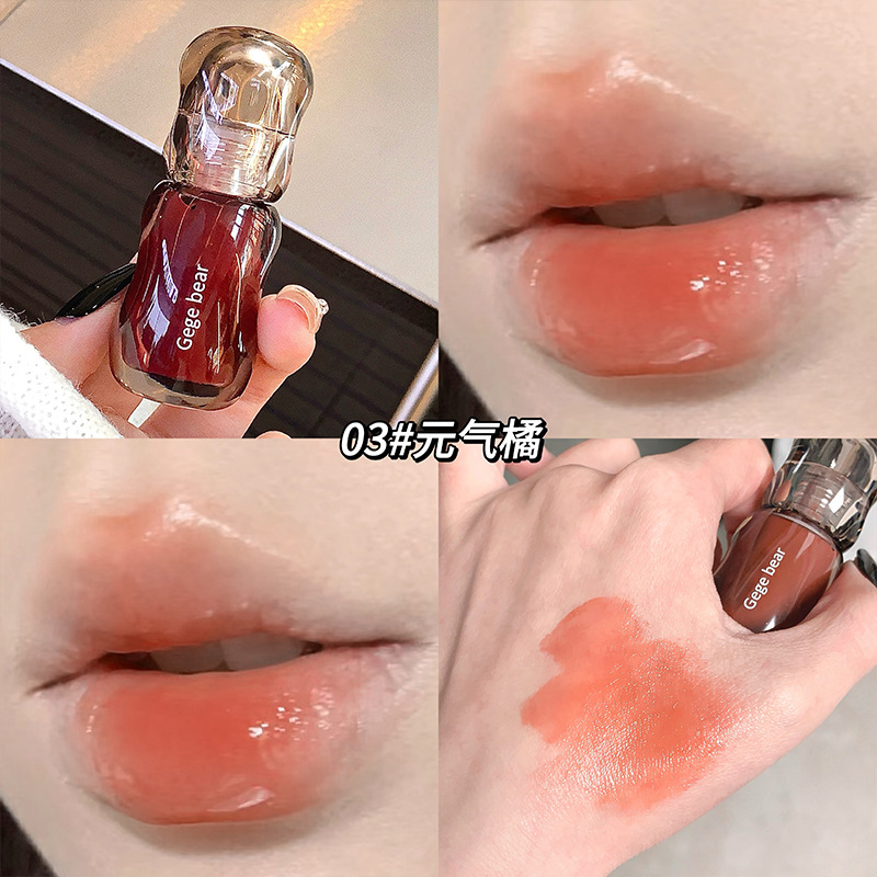 Gegebear cristal esmalte de labios transparente de agua espejo oso lápiz labial natural tierno lápiz labial al por mayor