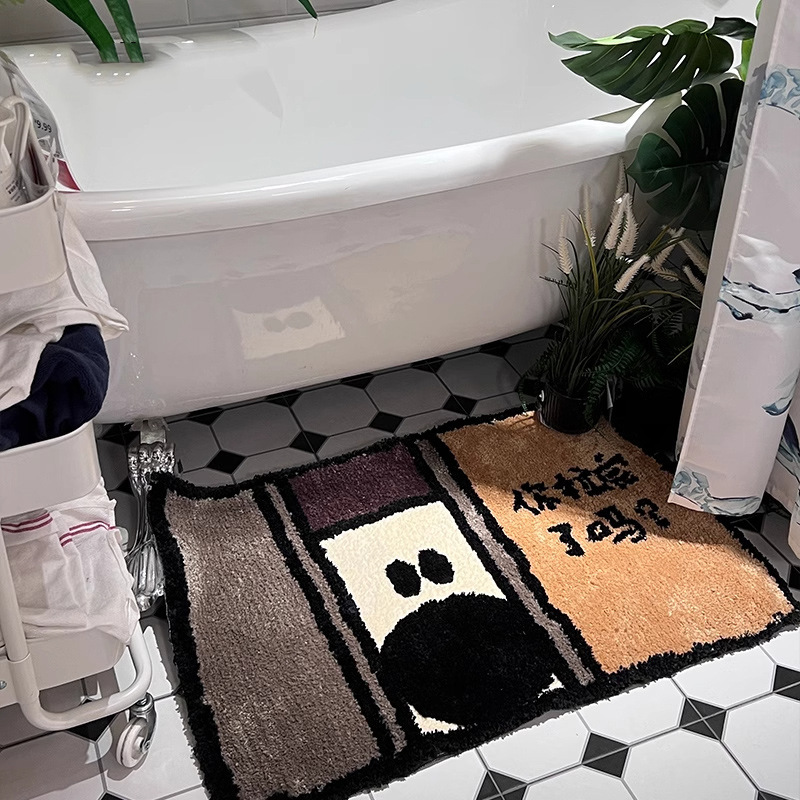 漫画風カシミヤ調バスマット、吸水性のあるタフテッドバスマット、浴室トイレ用滑り止めフットマット、バスルームカーペット|undefined