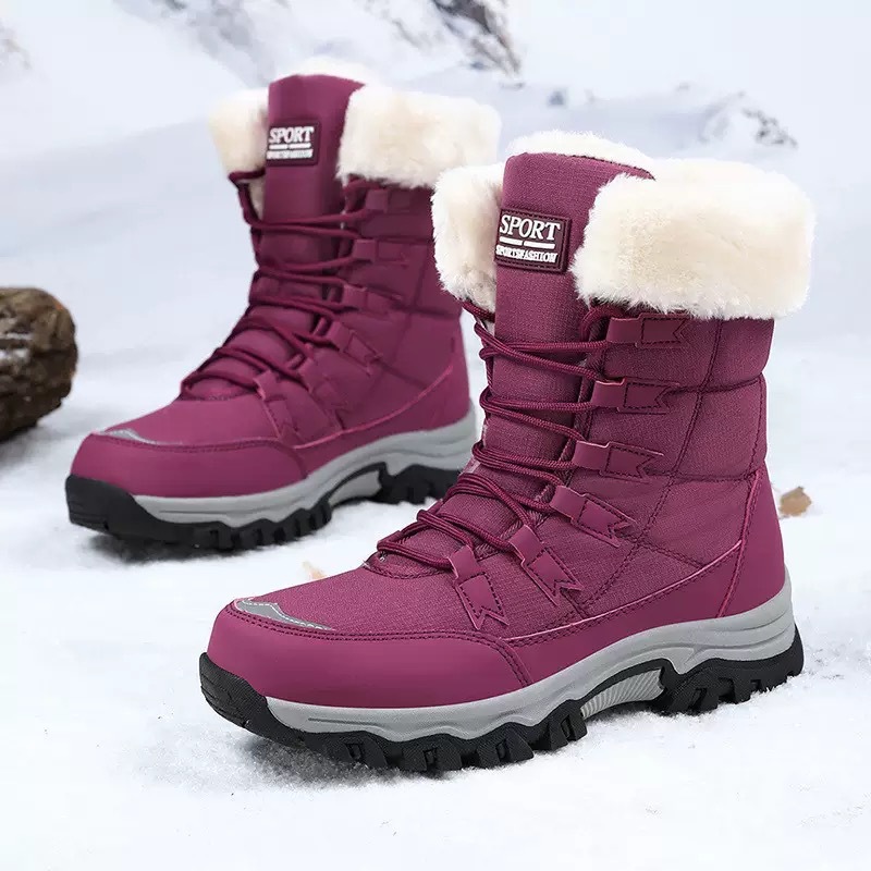 Botas de Nieve Cortas para Mujer, Cuero Sintético, Lana Artificial, Caucho, Térmico, para Uso Diario