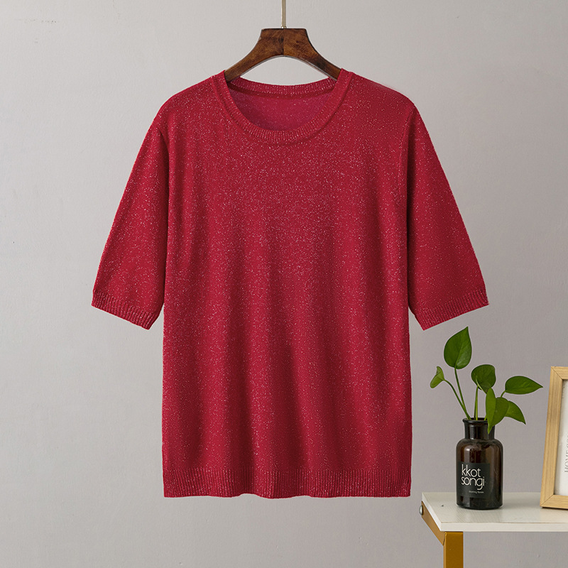 146g Weight Half Sleeve Sleeve Length Regular Sleeve Sleeve Type stretch cotton Fabric Type Regular Top Length T-shirt Tops Type Daily Occasion Round Neck Neckline Bright Silk Function Slim Fit Type Solid Color Pattern Summer Season Women's Gender Casual, Basic, Commute style Style Wholesale Women's Casual Basic Commute Style Solid Color Half Sleeve T-Shirts 13