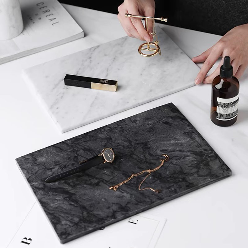 Nórdico ins estilo mármol natural bandeja hogar Mesa almacenamiento bandeja de almacenamiento de alimentos rectangular bandeja de almacenamiento de baño