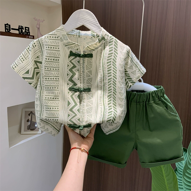 Летняя одежда, комплект, детский летний тонкий Ханьфу, китайский стиль, с коротким рукавом