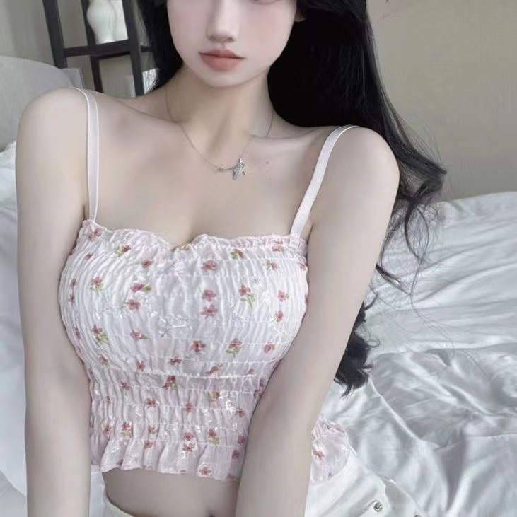 Chic French Floral Backless Cami Top