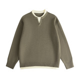 运动风格圆领长袖腈纶针织衫2026秋季青少年宽松透气罗纹底摆，男装针织衫/毛衣，星座614