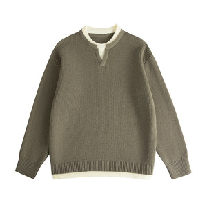 运动风格圆领长袖腈纶针织衫2026秋季青少年宽松透气罗纹底摆，男装针织衫/毛衣，星座614