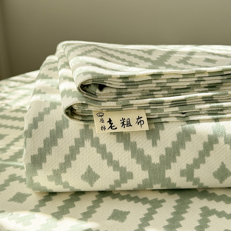 2024 new cotton old coarse cloth cotton bed sheet pure cotton twill printed quilt single piece