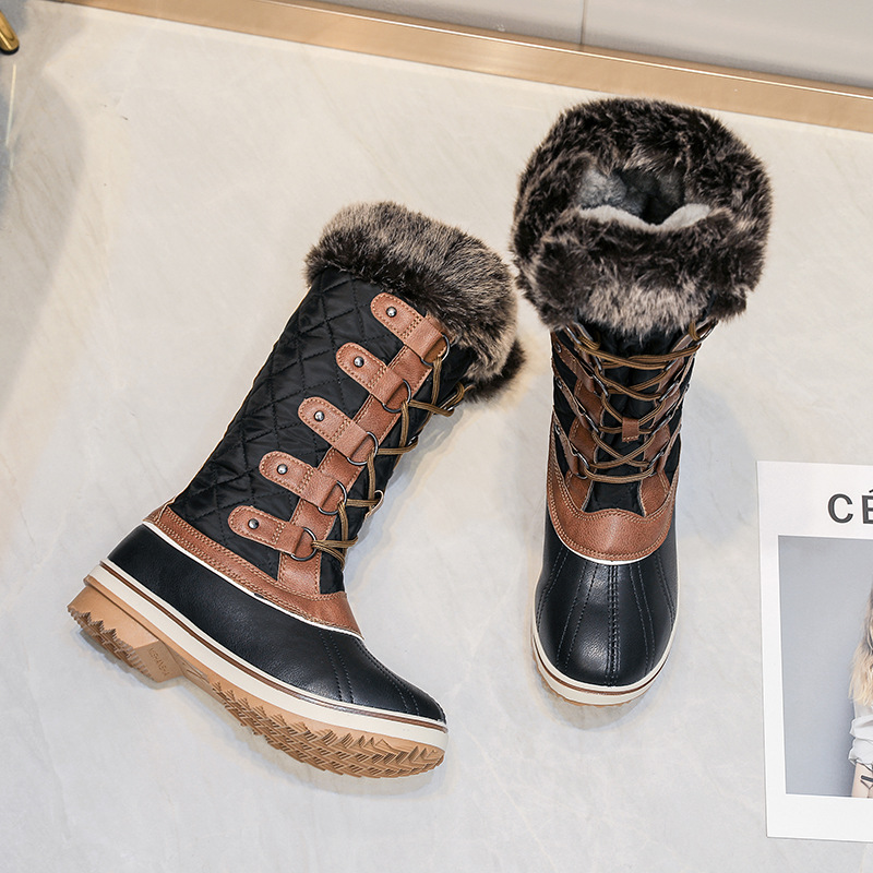 Transfronterizo en la acción de comercio exterior europeo y americano más tamaño alto leggings plana de lana gruesa botas de nieve caliente fábrica al por mayor de una sola pieza de entrega
