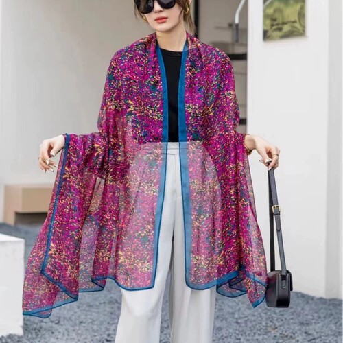 2025 new Youruoya silk scarf for women's beach sun protection shawl Sanya seaside shawl scarf for summer thin style