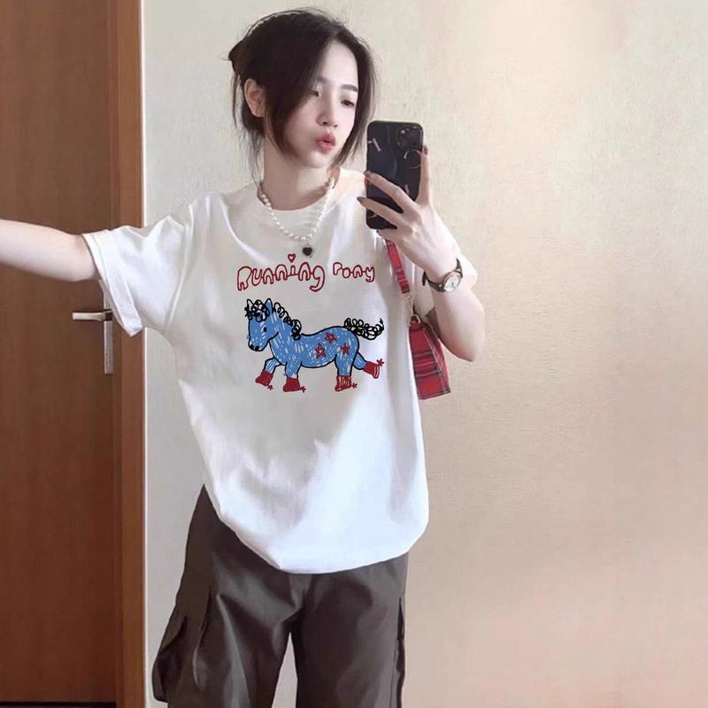 2026 Spring/Summer Season Regular Shoulder Pure Cotton Short-Sleeve Women's Trendy T-Shirt, Niche Versatile Wholesale Regular Shoulder Short-Sleeve 2026 Spring/Summer Season Regular Shoulder Pure Cotton Short-Sleeve Women's Trendy T-Shirt, Niche Versatile Wholesale Regular Shoulder Short-Sleeve