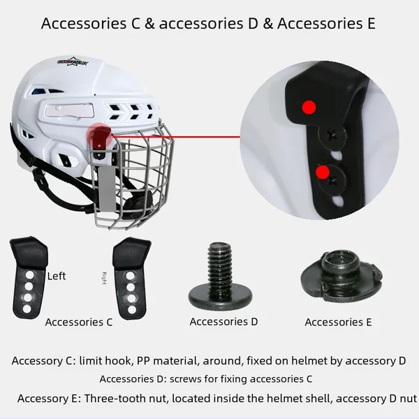 Ice Ball Helmet Spare Parts Helmet Buckle Ear Hook with Hockey Ball Helmet Screw Nut Female Helmet Universal Parts