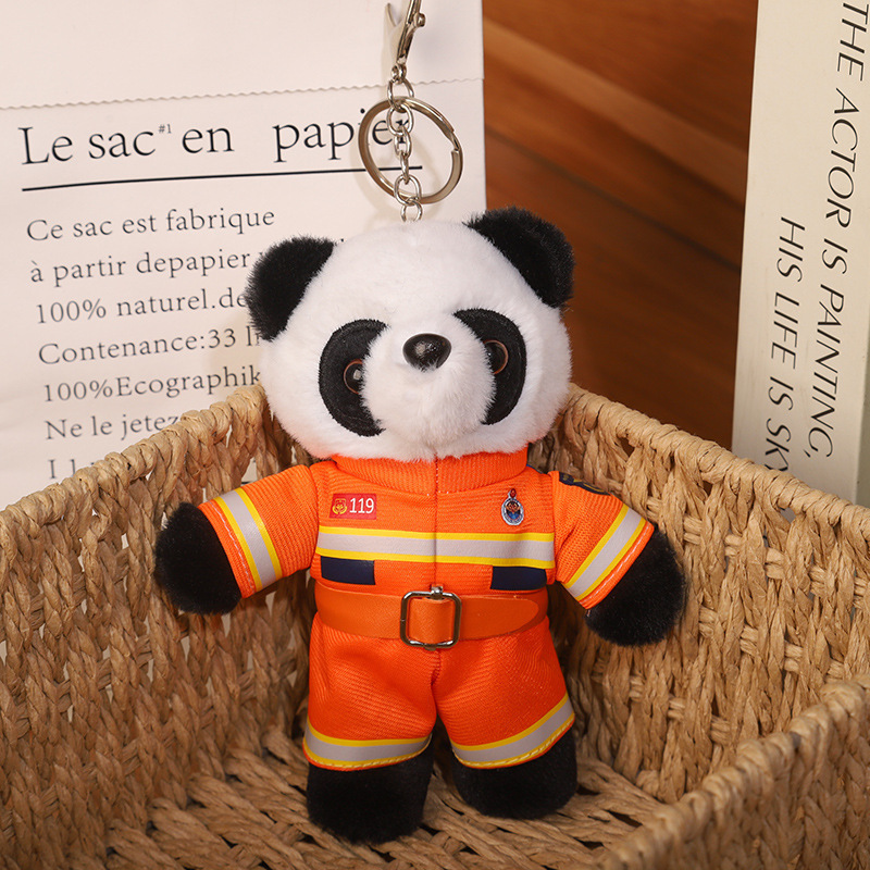 2025 nuevo uniforme de oso fuego cielo azul rescate colgante Teddy bear muñeca juguete de peluche publicidad llavero