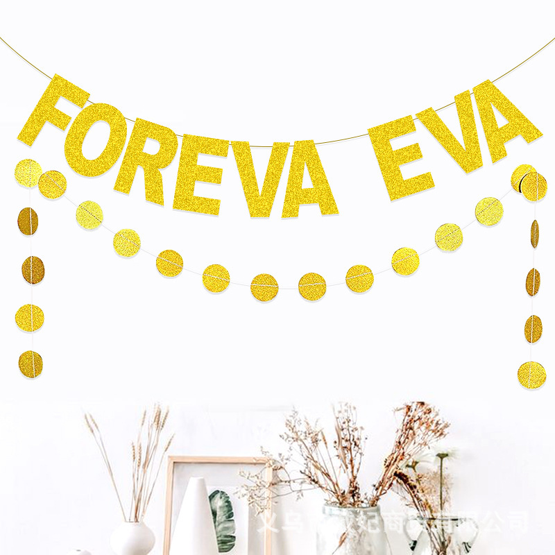 Fiesta de boda decoración compromiso cadena bandera Día de San Valentín tirar bandera pieza redonda tirar flor