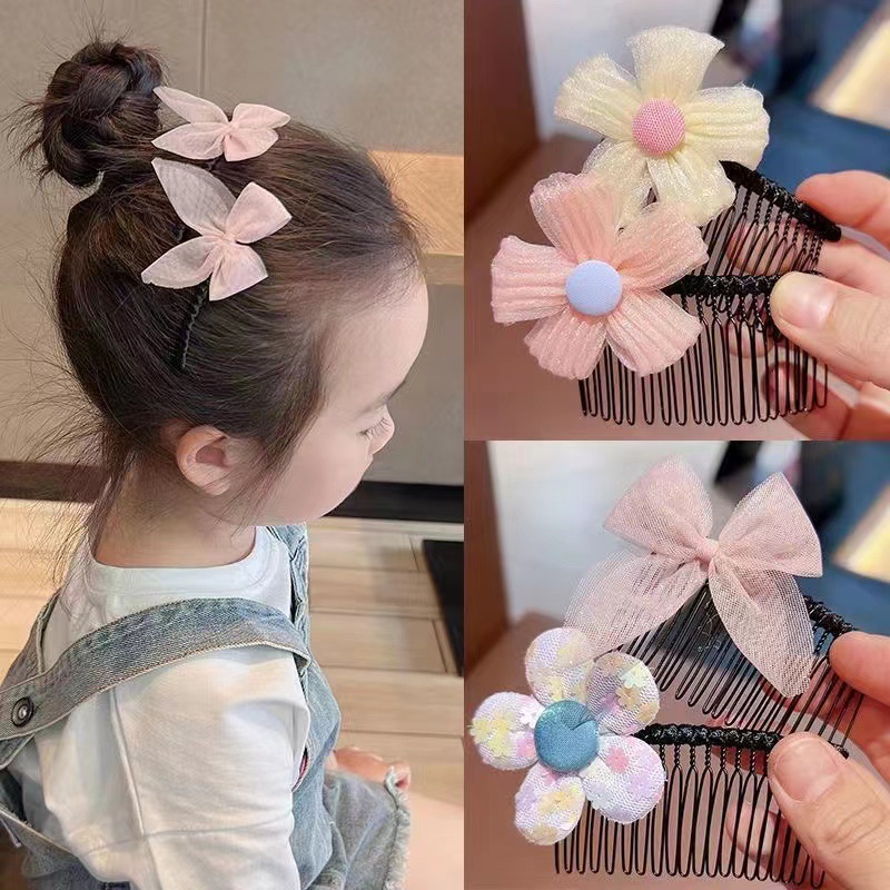 Korean version of children's broken hair artifact, anti-slip hair comb for the back of the head, little girl's flower insert comb, bangs arrangement hairpin headgear
