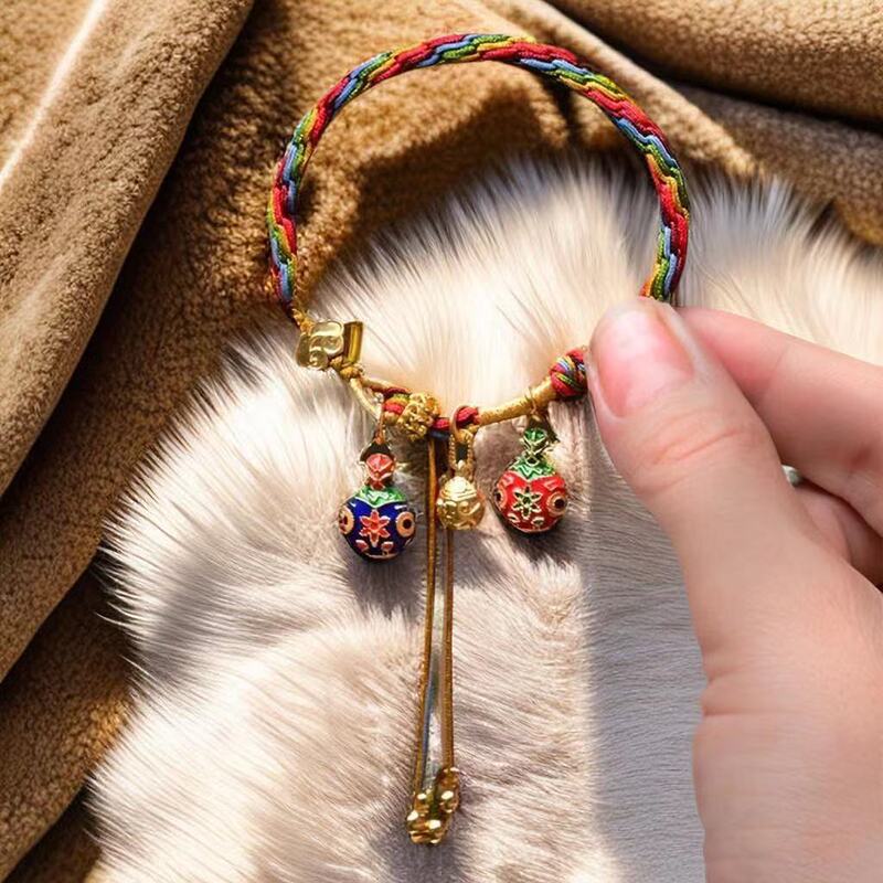 Colorful Rope Semi-Finished Hand-Woven Rope, Red Rope for the Year of Birth, Hand-Woven Reincarnation Bracelet with the Golden Beast Charm Colorful Rope Semi-Finished Hand-Woven Rope, Red Rope for the Year of Birth, Hand-Woven Reincarnation Bracelet with the Golden Beast Charm