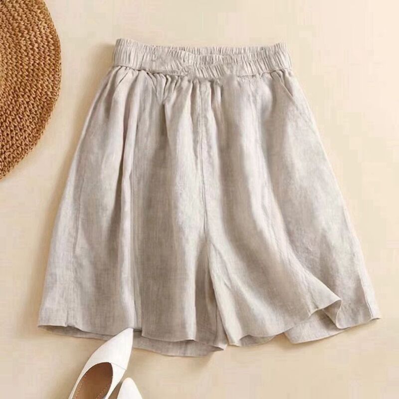 Clearance Sale: Designer Ruffled Hem 2025 Summer New Casual Cotton Linen Wide-Leg Plus Size Shorts for Women
