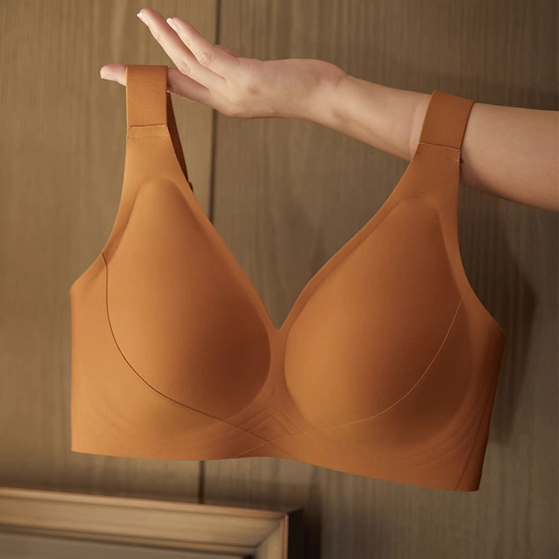 Qin Dai Si jelly seamless big chest slimming underwear women's adjustable wireless anti-sagging upper support plus size bra Qin Dai Si jelly seamless big chest slimming underwear women's adjustable wireless anti-sagging upper support plus size bra