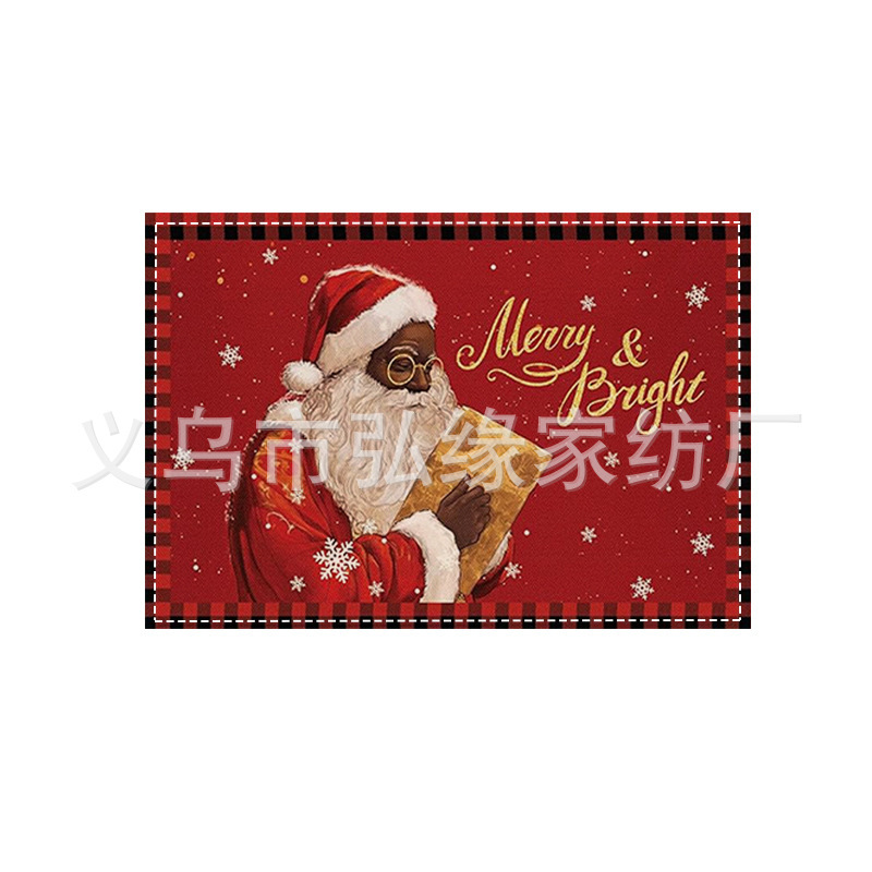 アマゾンクロスボーダー新品クリスマスクリスマスツリー雪だるま食マットセットプリントリネン防汚断熱マットテーブル|undefined