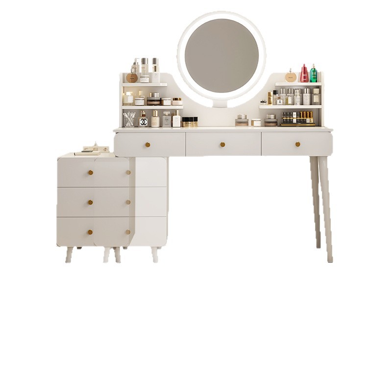 Comodín de estilo crema dormitorio moderno simple pequeño armario de almacenamiento en una sensación de alta calidad nuevo espejo de mesa de maquillaje