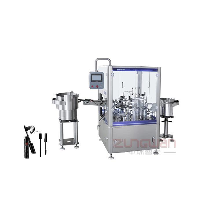 防水睫毛膏灌装机，眼线液旋盖机，全自动日化乳液旋盖机