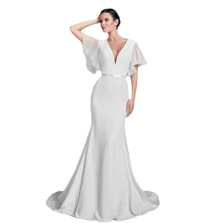 Europa y los Estados Unidos comercio exterior vestido 2024 nuevo vestido de dama de honor reunión anual de boda chiffon V vestido de noche largo vestido de vestido