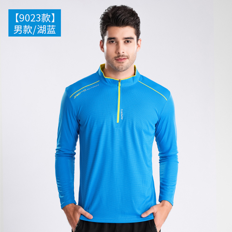 Al aire libre, ropa de secado rápido de cuello para hombres, mangas largas, ligera y transpirable, ropa de secado rápido para correr, caminata, camiseta elástica, verano image 17