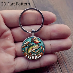 国境を越えた売れ筋「Gone Fishing」亜鉛合金ペンダント、魚と釣り具のデザイン付き