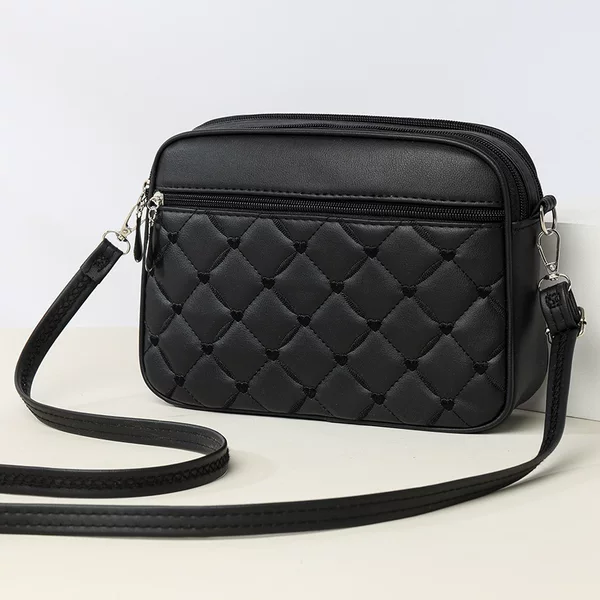 New Hot Selling Women's Crossbody Bag Multi-layer Practical Embroidered Diamond Plaid Shoulder Bag Middle-aged Mother Women's Bag