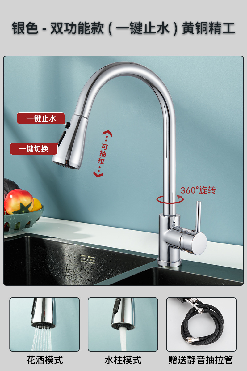 Vida canción transfronteriza grifo de la cocina caliente y fría de doble uso vegetal grifo de la fábrica suministro directo