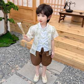 童装夏季新款古风汉服唐装美拉德上衣加裤子唐装六一表演服唐装