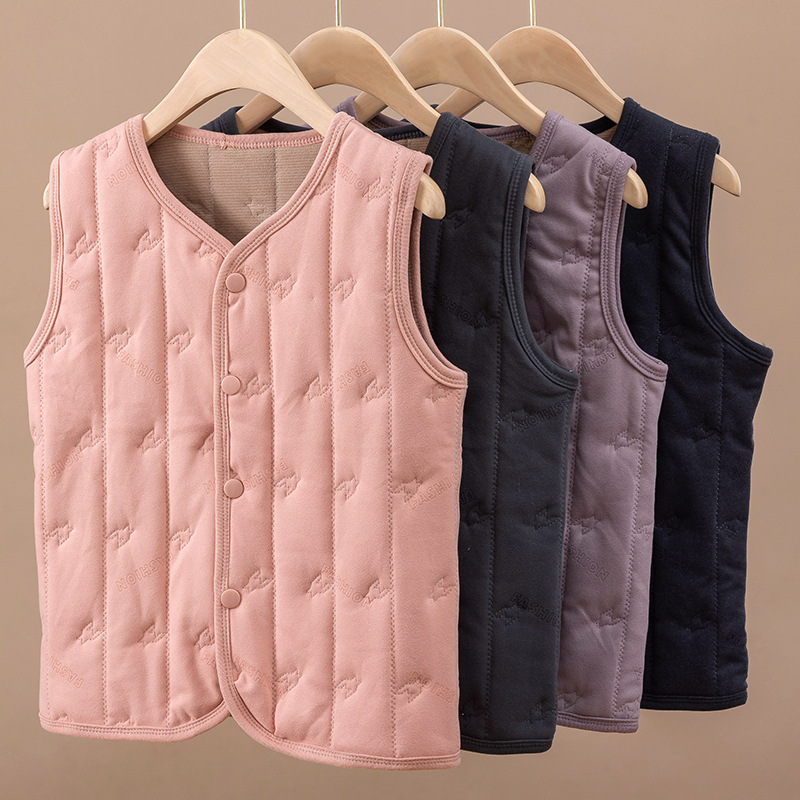 Chaleco cálido de otoño e invierno para niños más terciopelo engrosado nuevo estilo de base chaleco de algodón chaleco chaleco niños y niñas uniforme escolar artefacto