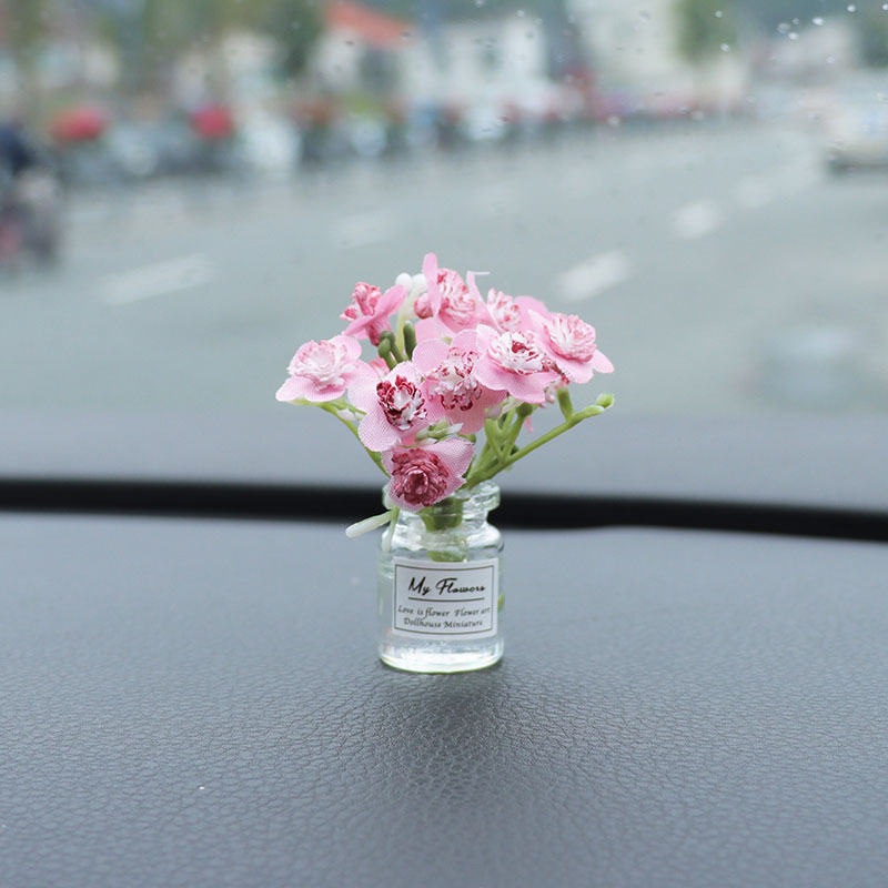 Red de Internet jarrón fresco flor casa de muñecas mini interior de coche consola central decoración de coche decoración de coche espejo cruzado simple